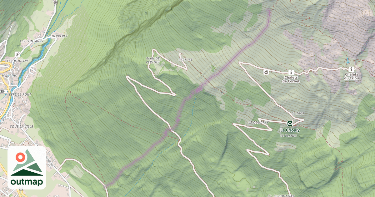 Map of Kilomètre Vertical du Criou