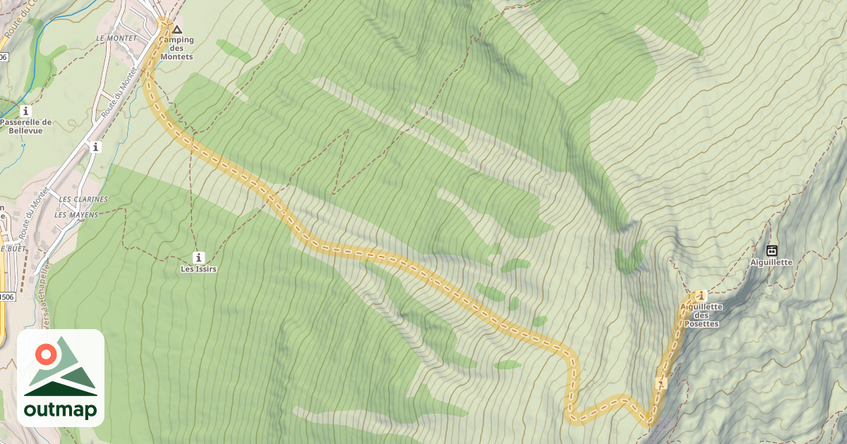 Map of Aiguillettes des Posettes — Les Montets