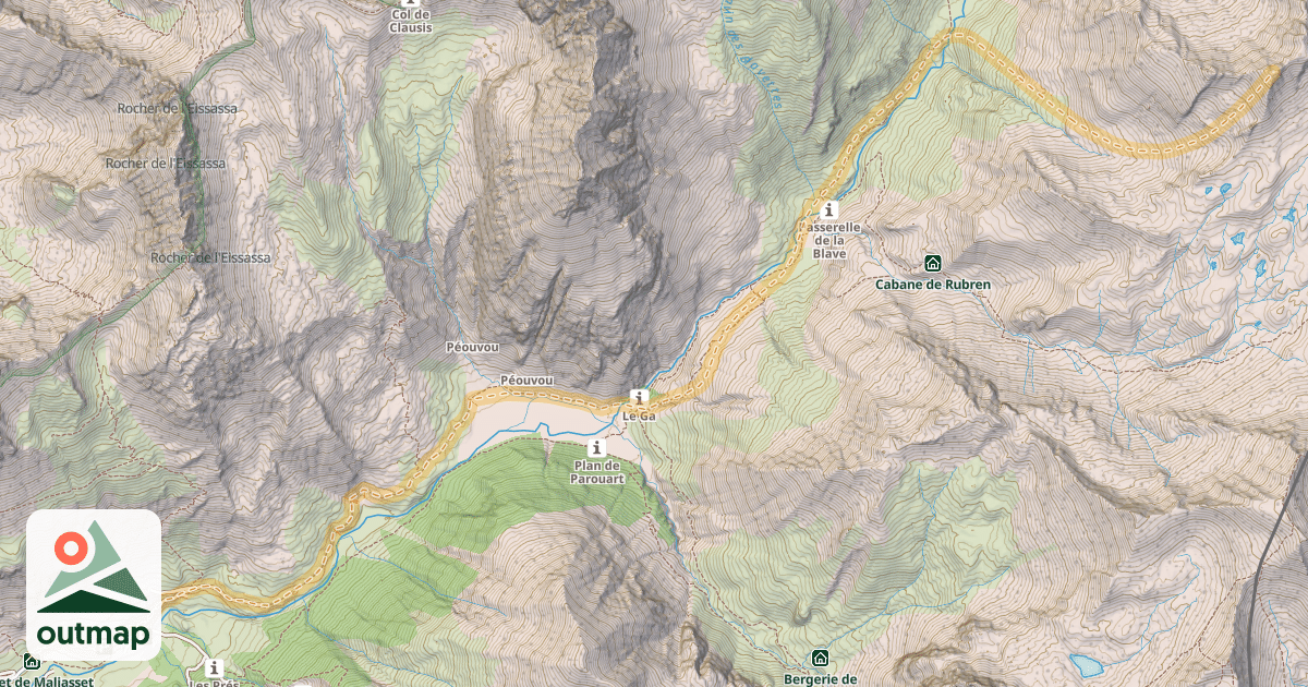 Map of Pointe de Cornascle — Maljasset