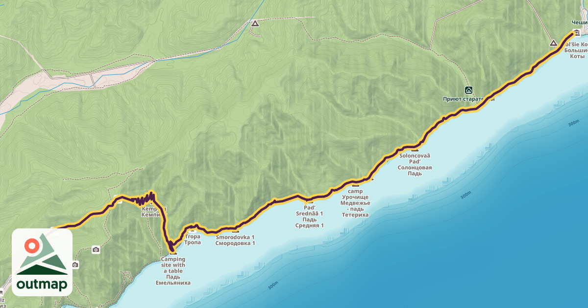 Map of Listvyanka - Bolshie Koty (Great Baikal Trail)
