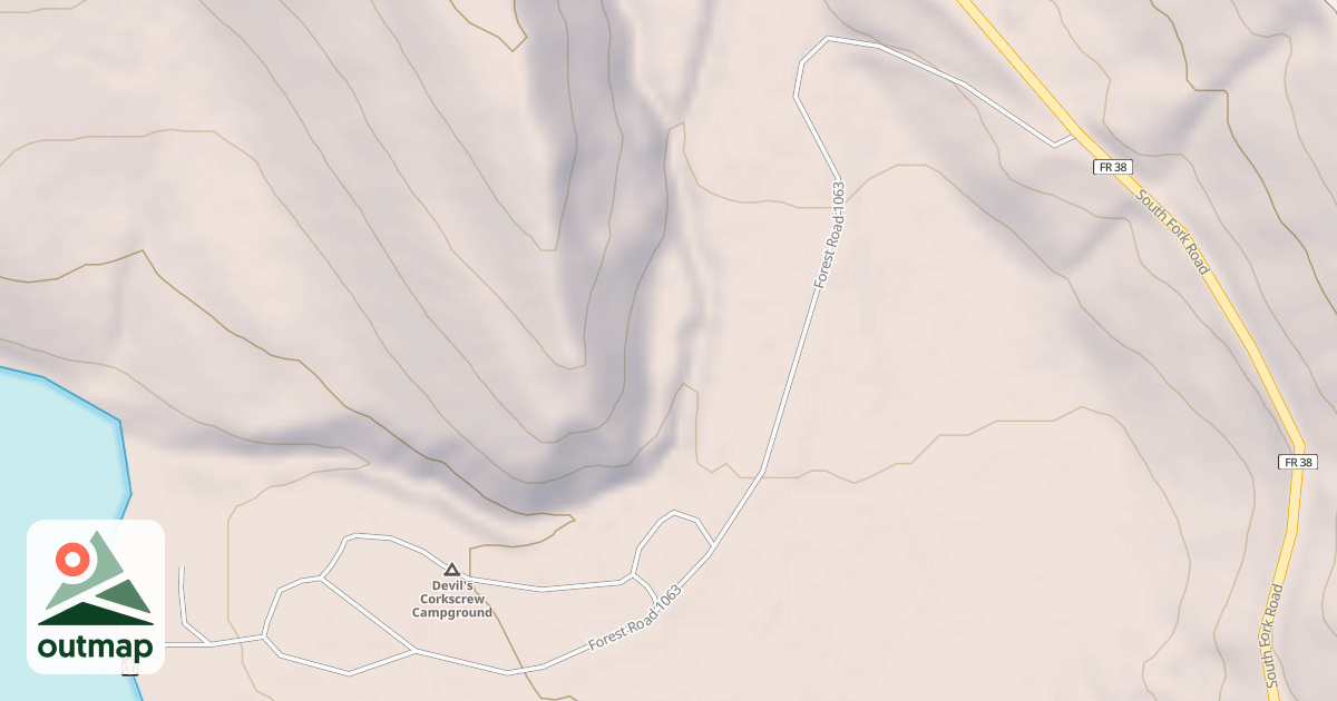Map of DEVIL'S CORKSCREW CAMPGROUND