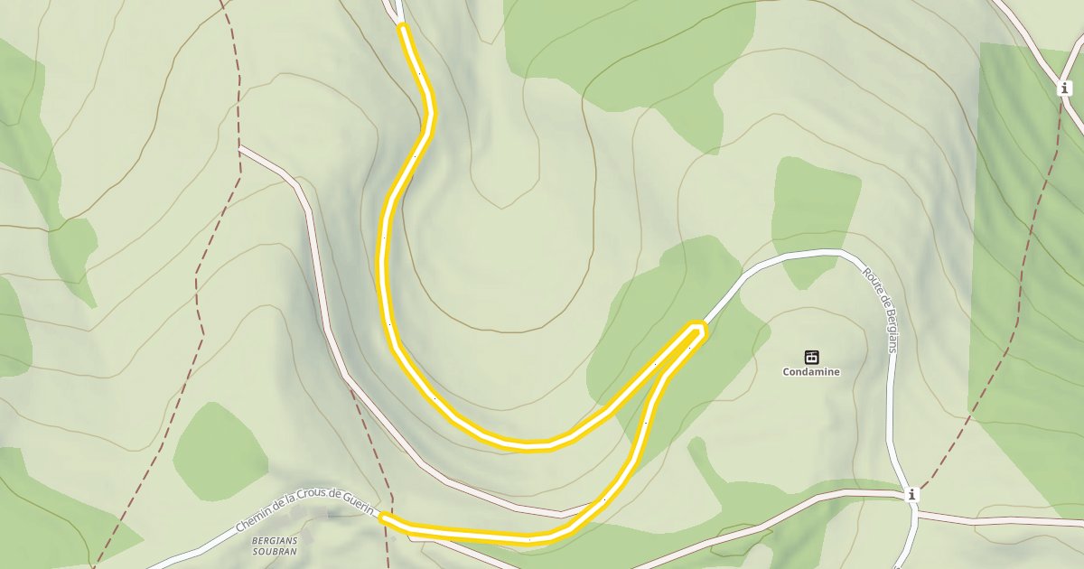 Map preview of Route de Bergians