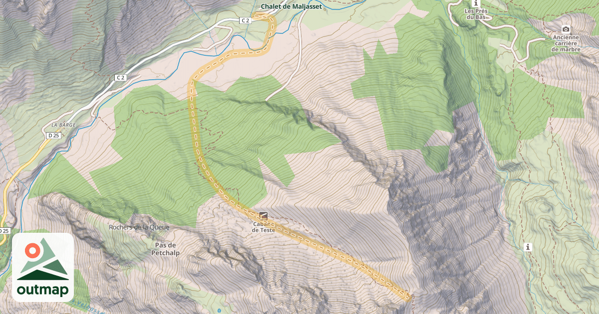 Map of Col de Miéjour — Maljasset