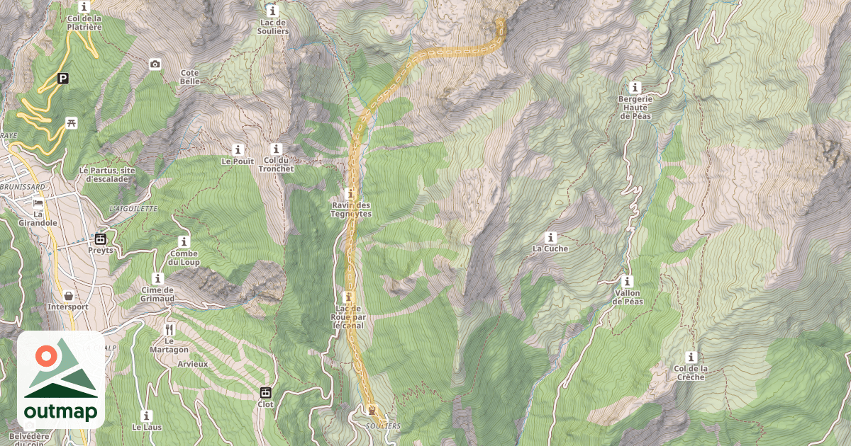 Map of Crête de Clot Chamaurie — Souliers