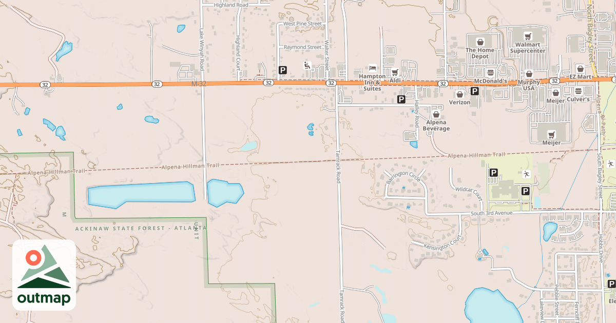 Map of Hillman-alpena State Trail