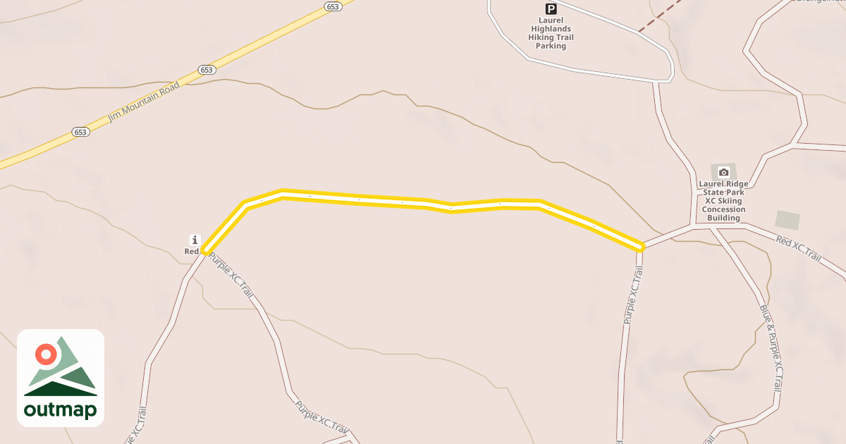 Map of Red, Blue, & Purple XC Trail