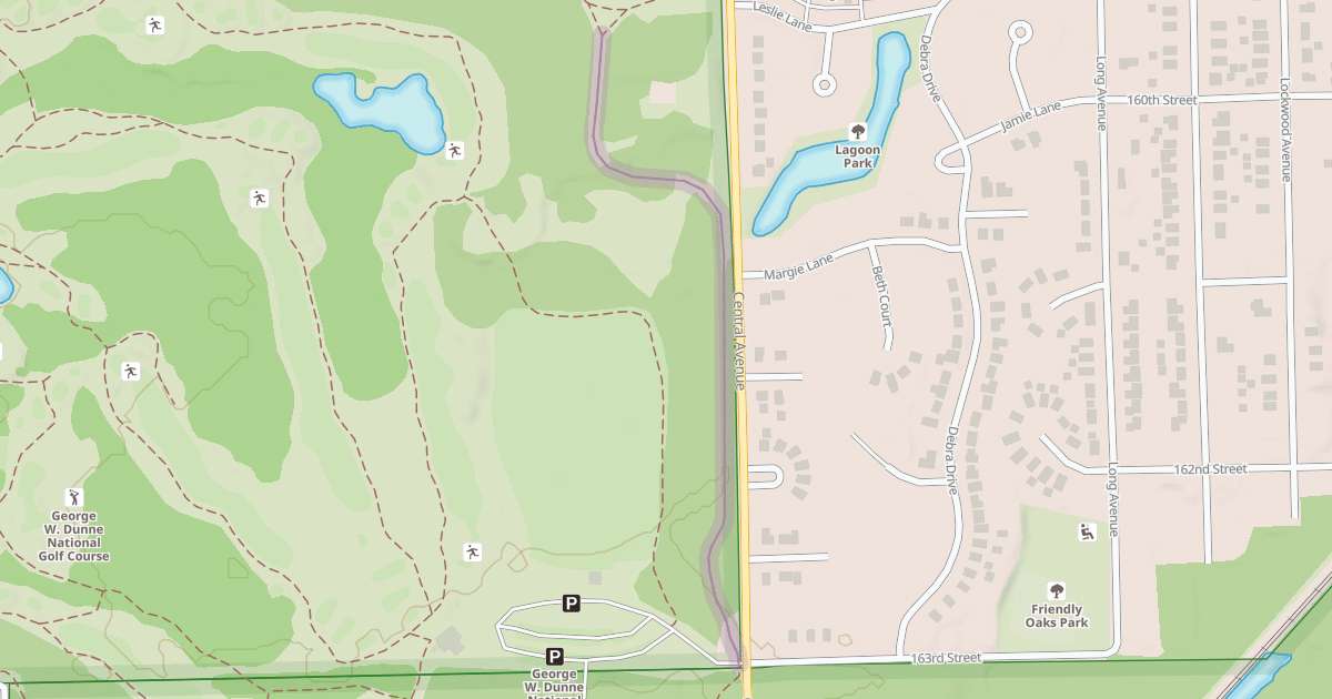 Map preview of Tinley Creek Purple Paved Trail