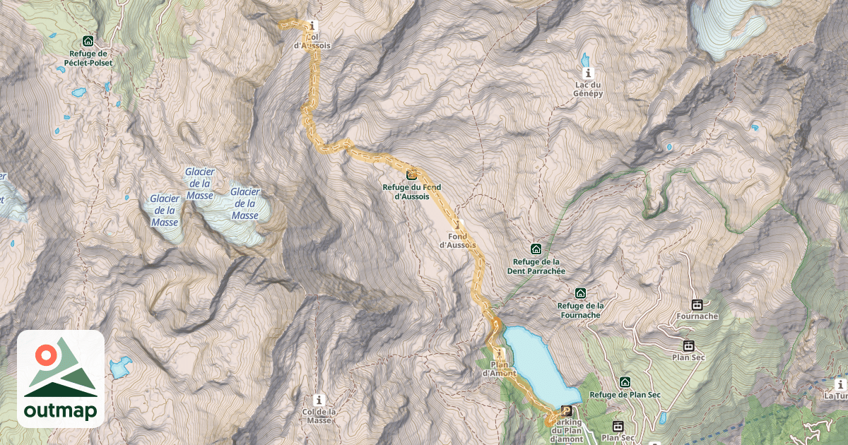 Map of Pointe de l'Observatoire — Aussois (Plan d'Amont)