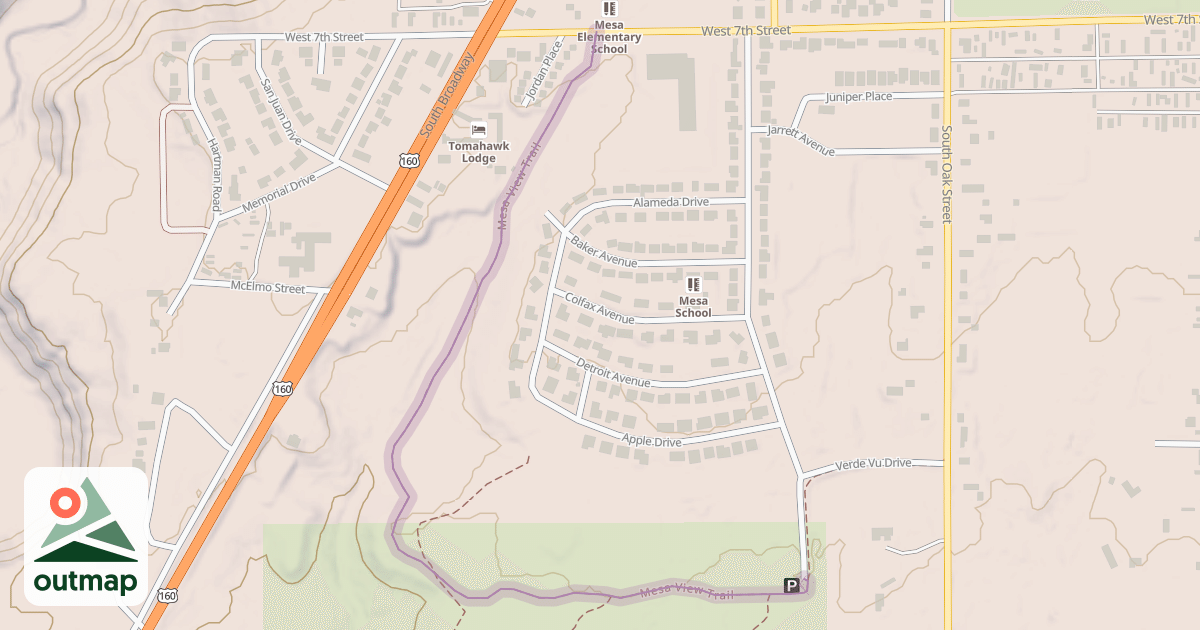 Map of Mesa View Trail