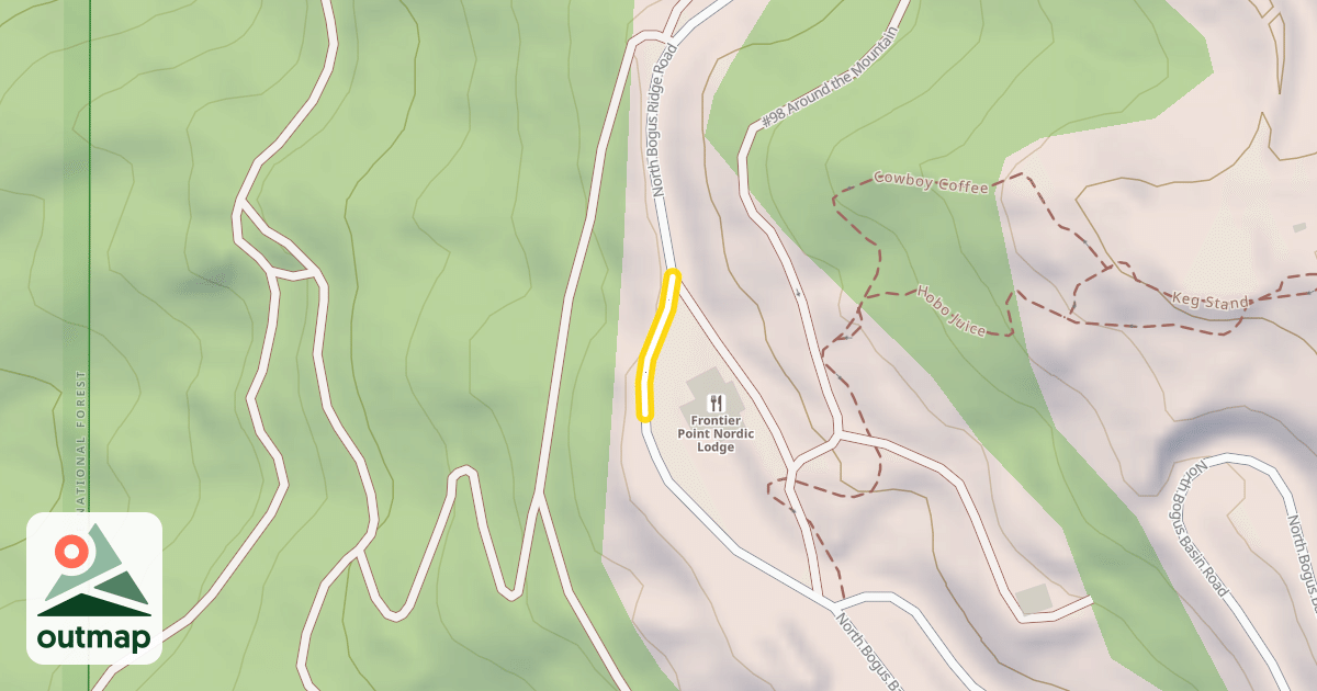 Map of North Bogus Ridge Road