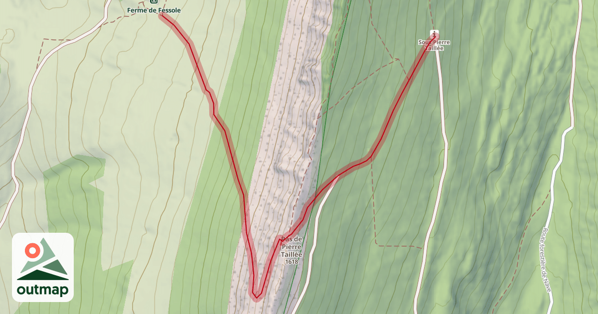 Map of Pas de Pierre Taillée