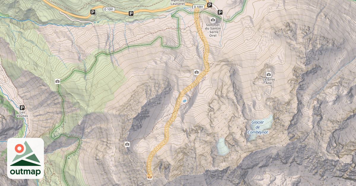Map of Col Ouest de Roc Noir — Col du Lautaret