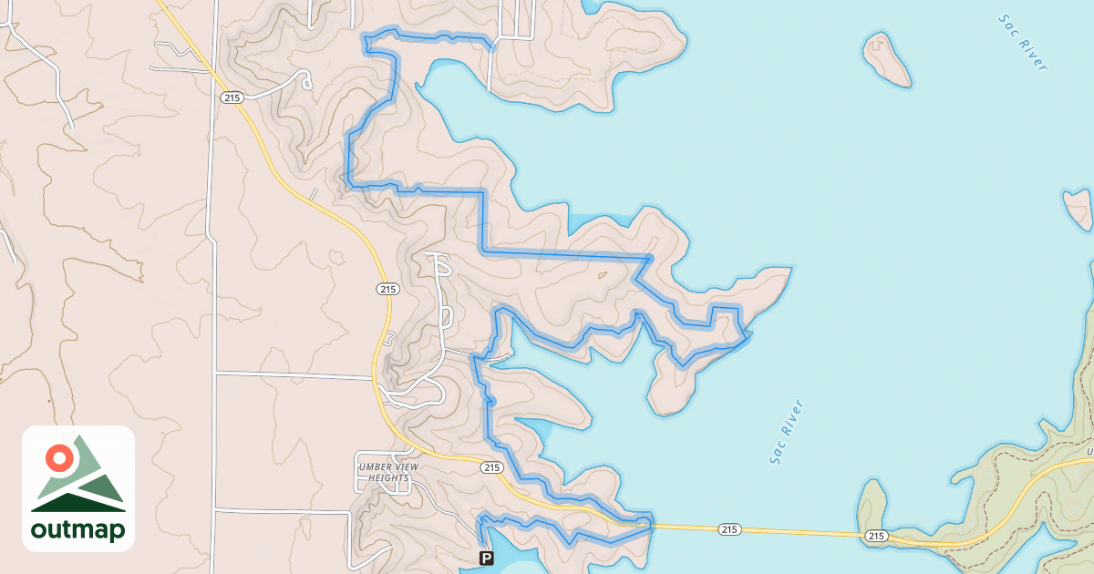 Map of Rutledge Bluff Overlook Trail in Cedar