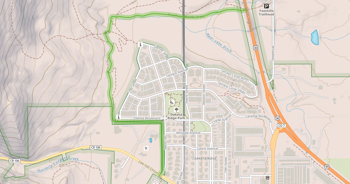 Map preview of Foothills North Trail