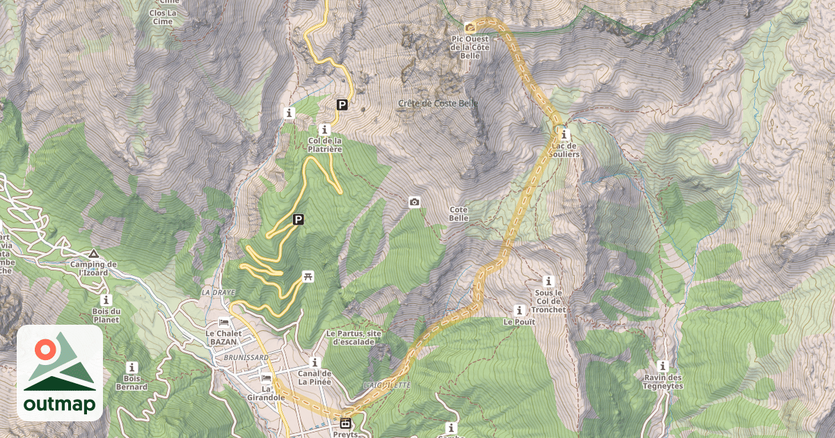 Map of Côte Belle — Brunissard
