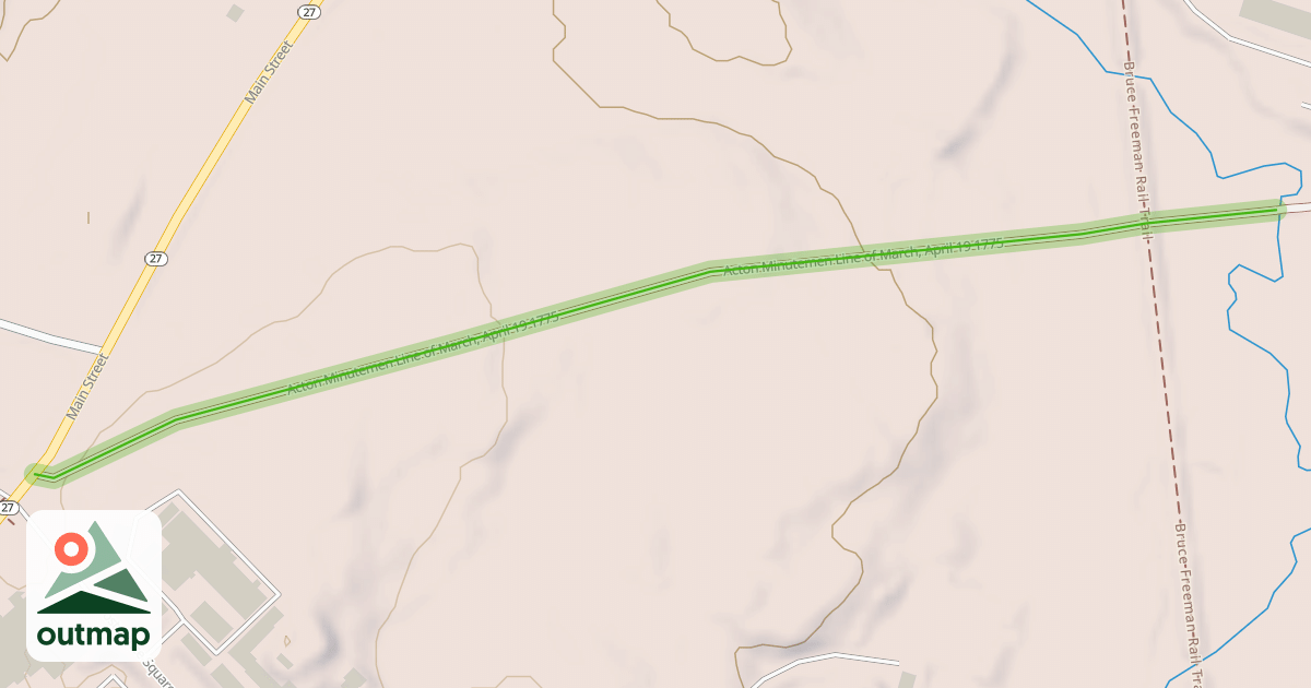 Map of Acton Minutemen Line of March, April 19 1775