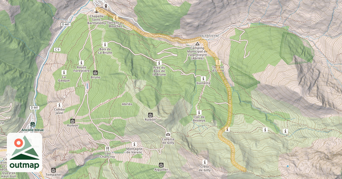 Map of Crête de Peyra Plata — Le Roux
