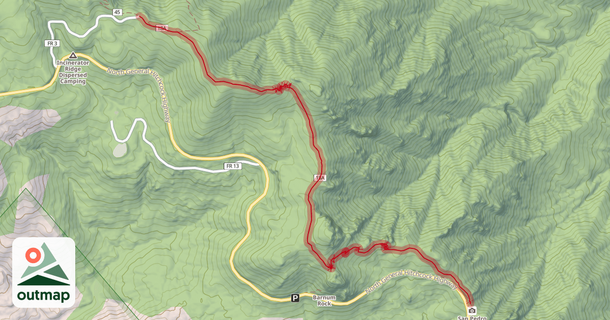 Map of Incinerator Ridge Trail #18A