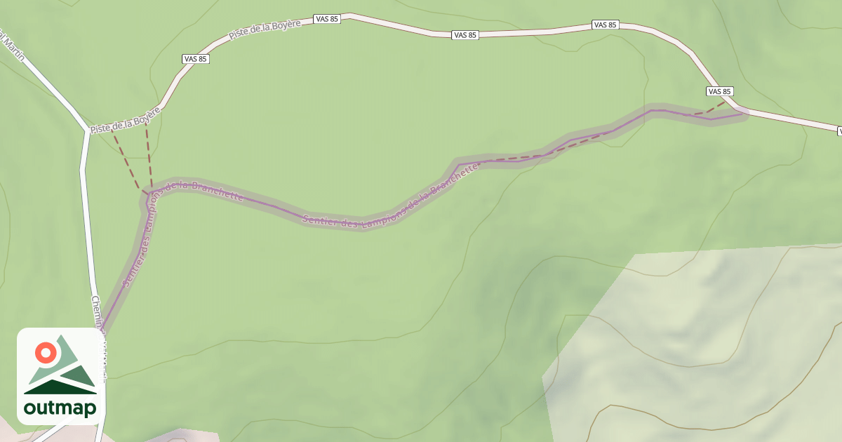 Map of Sentier des Lampions de la Branchette
