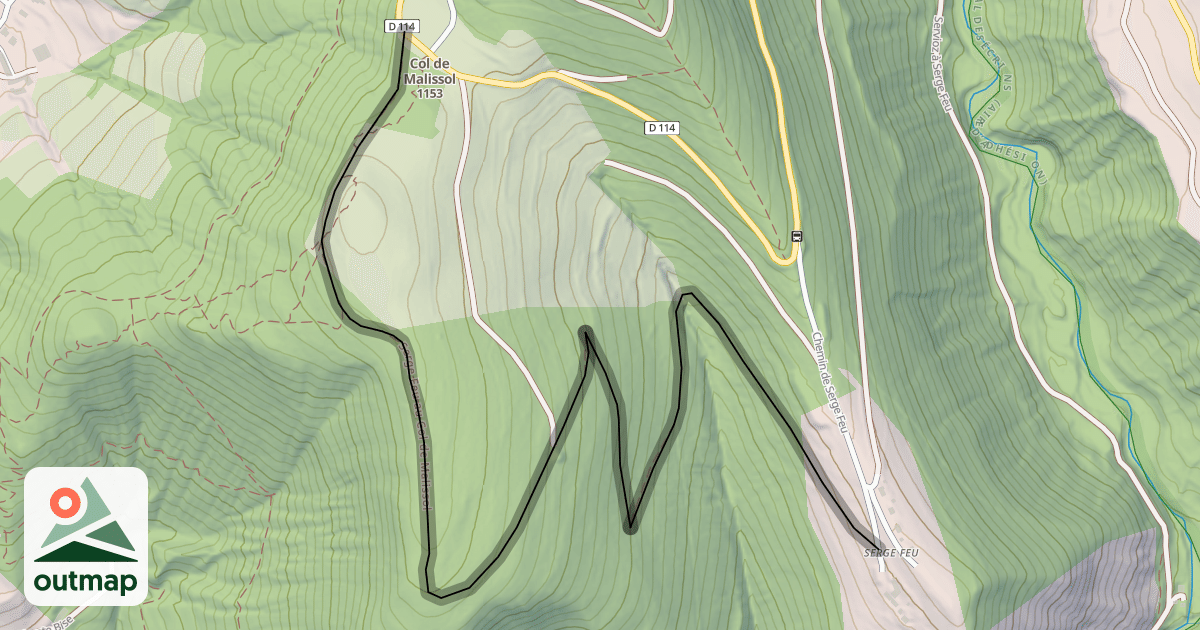 Map of Serge Feu au Col de Malissol