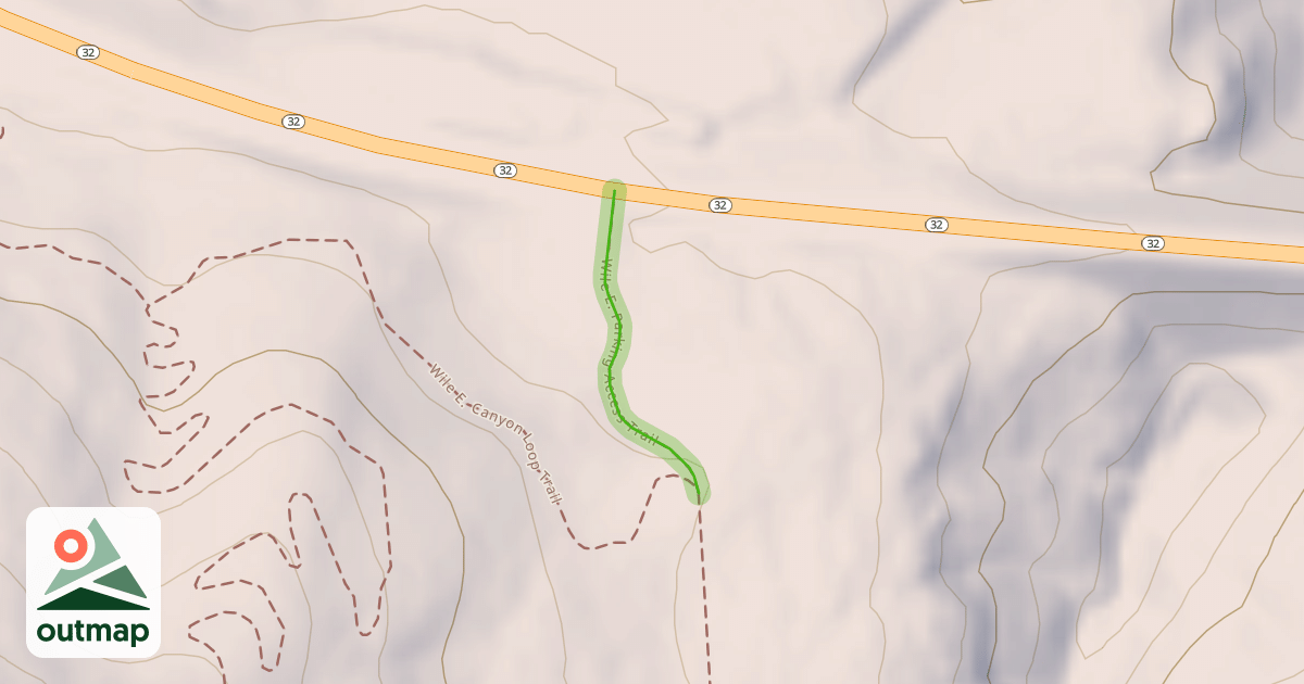 Map of Wile E. Parking Access Trail
