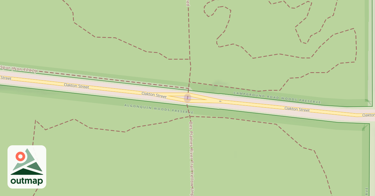 Map of Des Plaines River Trail Yellow Unpaved