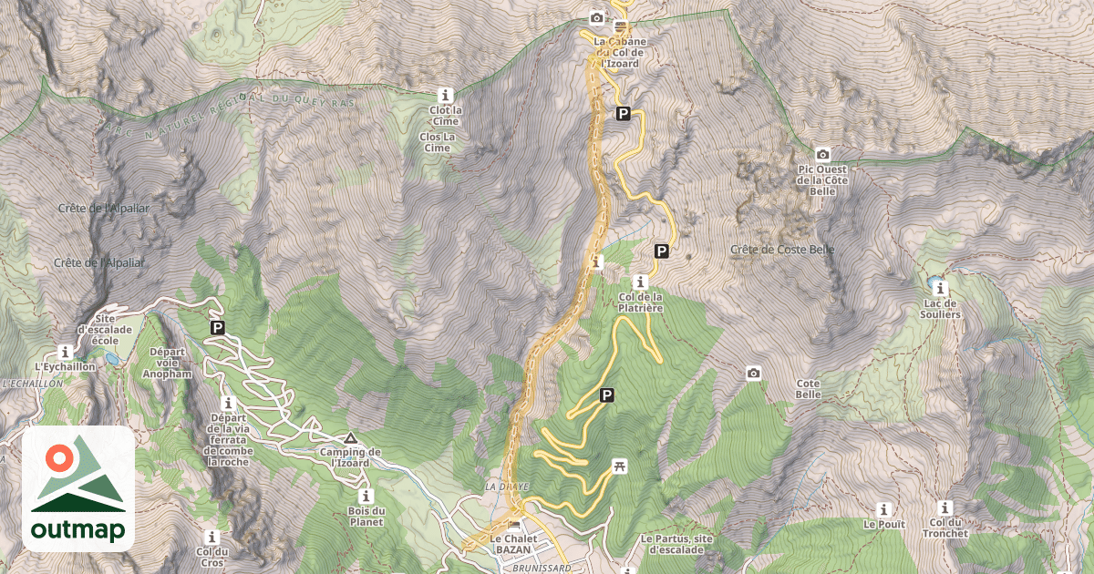 Map of Col d'Izoard — Brunissard