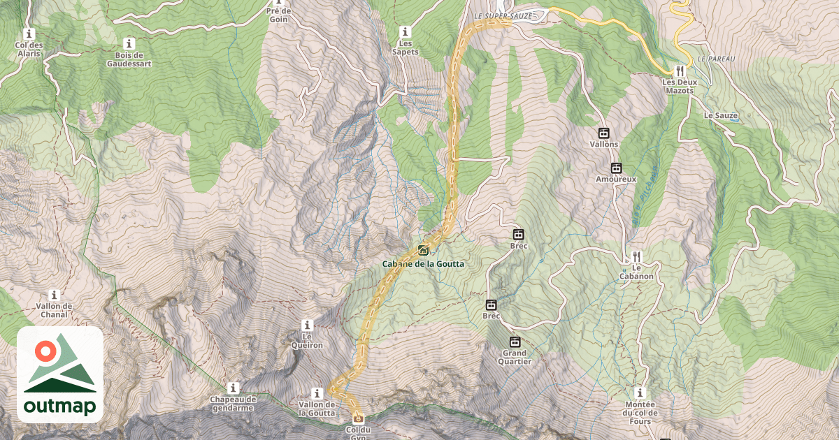 Map of Col de Gyp — Super-Sauze