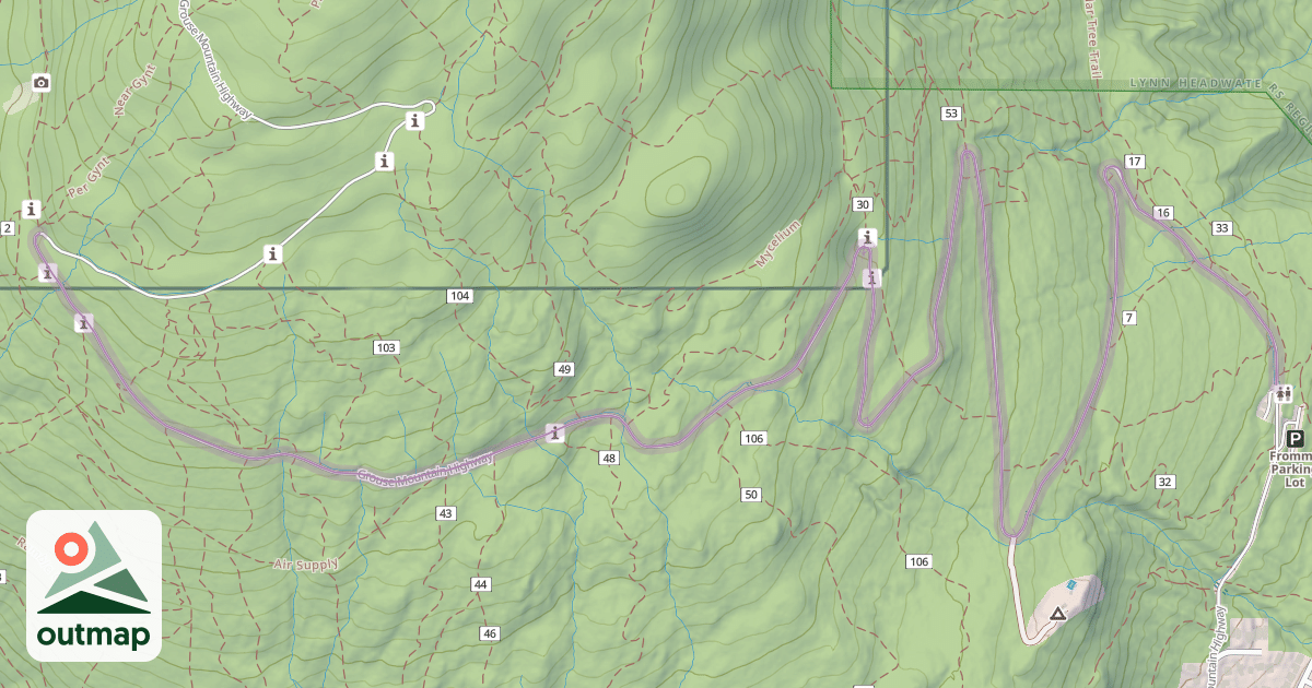 Map of Grouse Mountain Highway