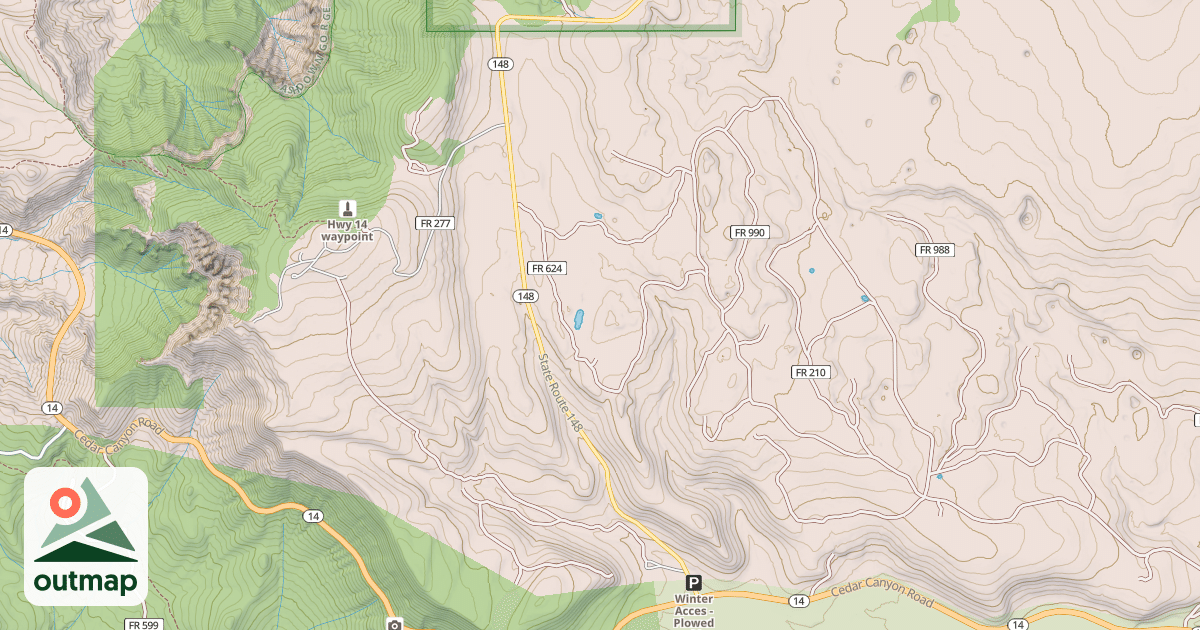 Map of Cedar Breaks Snowmobile Trail