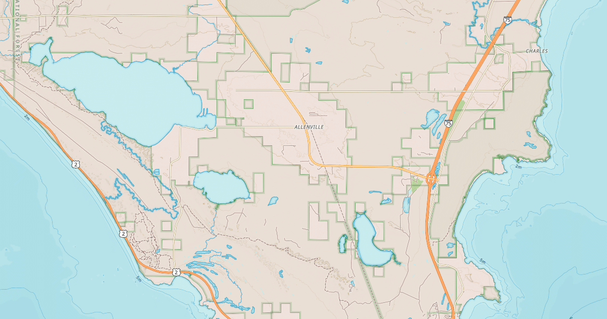 Map preview of St. Ignace To Trout Lake Route