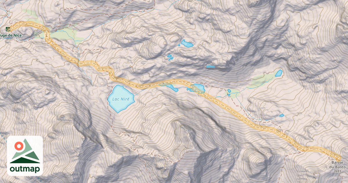 Map of Baisse du Basta — Refuge de Nice