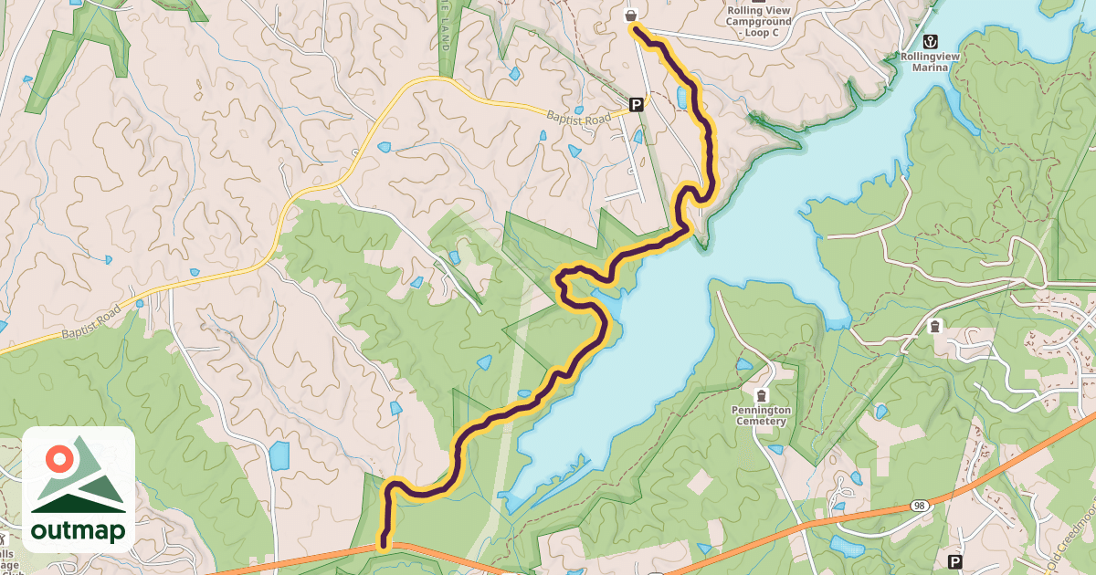 Map of Falls Lake Trail