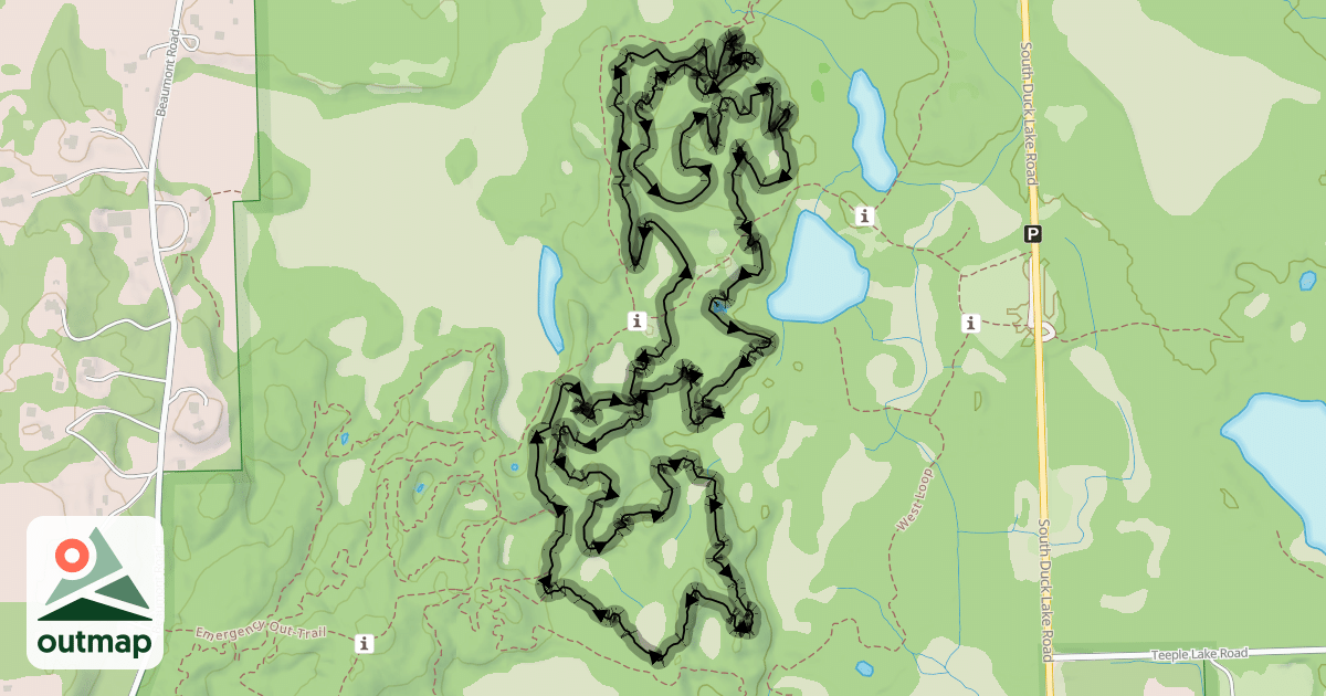 Map of Highland Mountain Bike Trails - A Loop