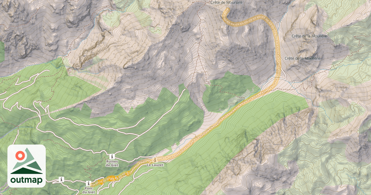 Map of Les Aurus — Pont-du-Giet