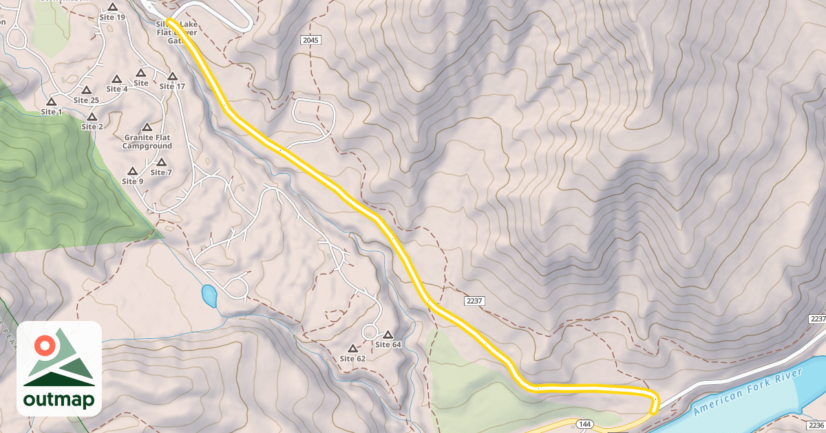 Map of Granite Flat Campground Road