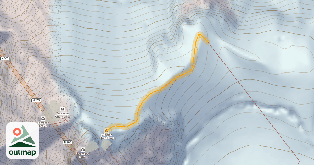 Map of Arête Équipée de l'Aiguille du Midi