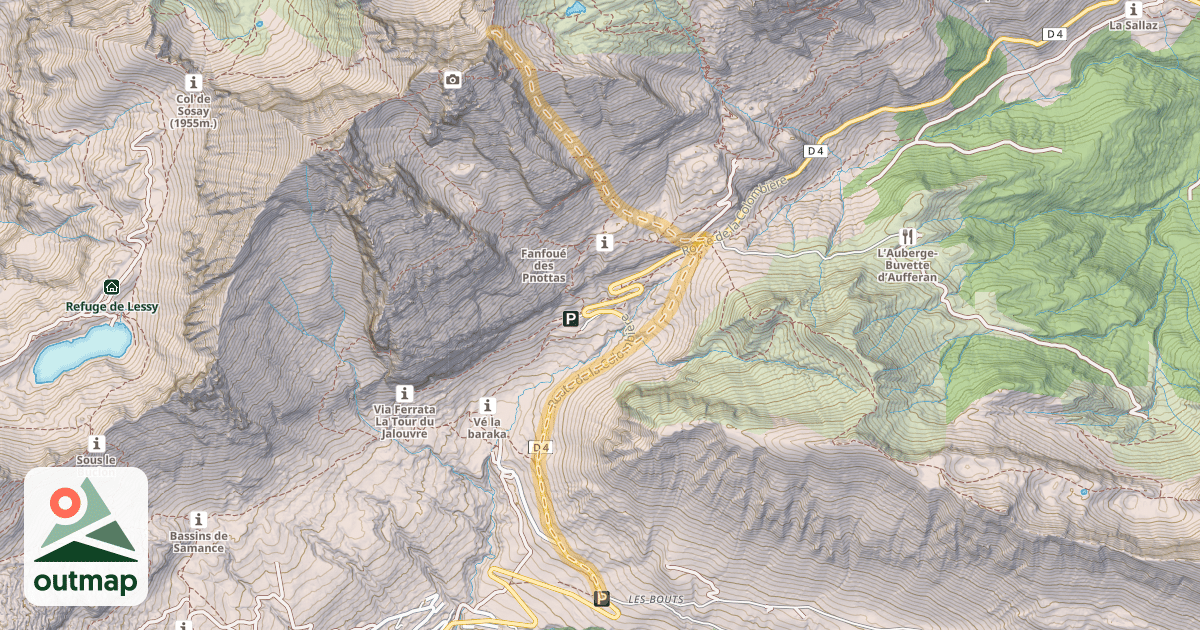 Map of Col de Belafrasse — Les Bouts