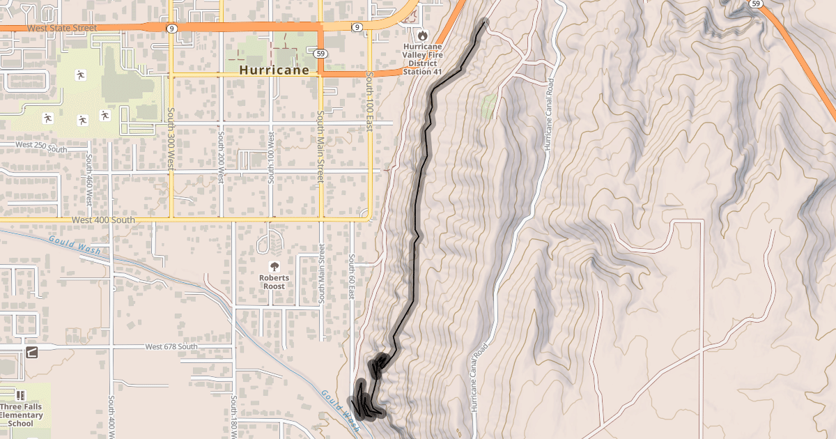 Map preview of Three Falls Connector Trail