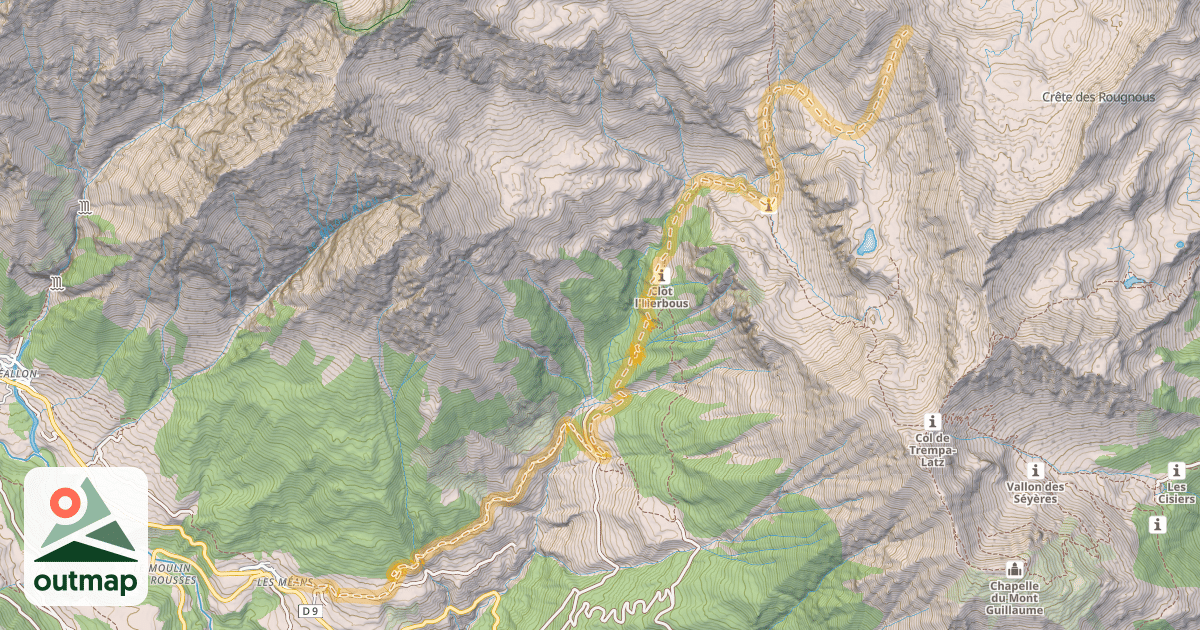 Map of Col des Cordéllias — Les Méans
