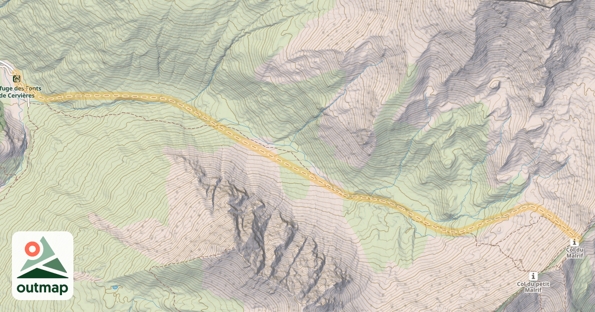 Map of Col du Malrif — Les Fonts de Cervières
