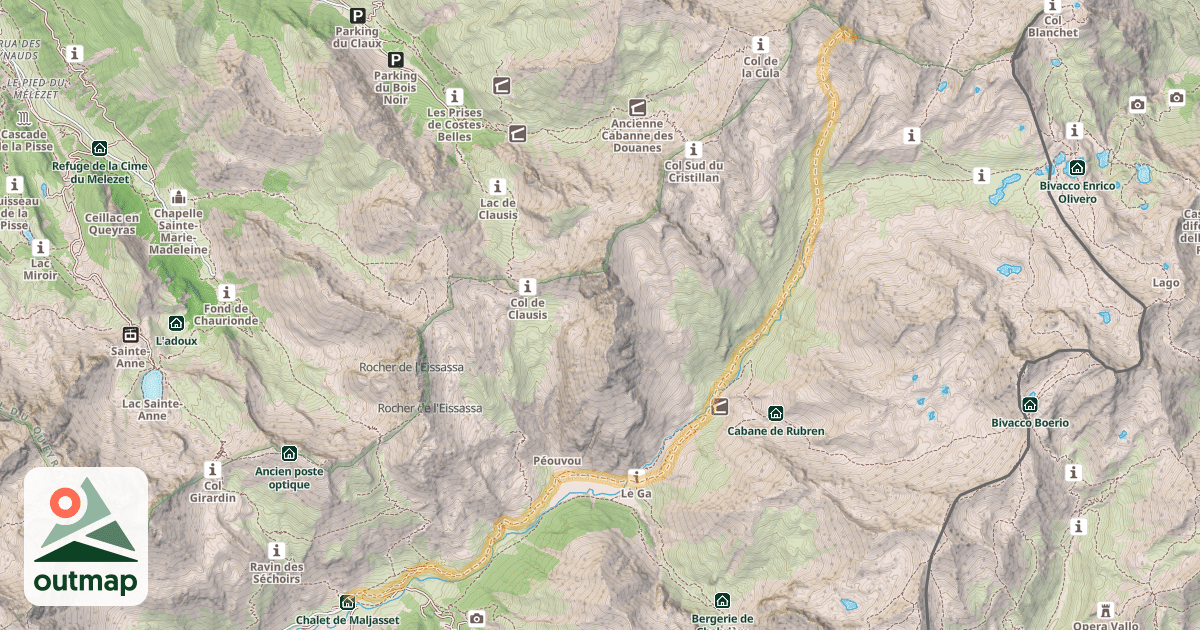Map of Crête de Coq — Maljasset