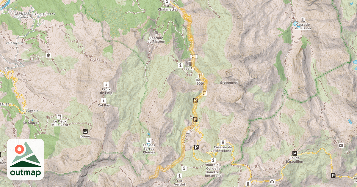Map of Les Roches Blanches — Barrière de la Combette