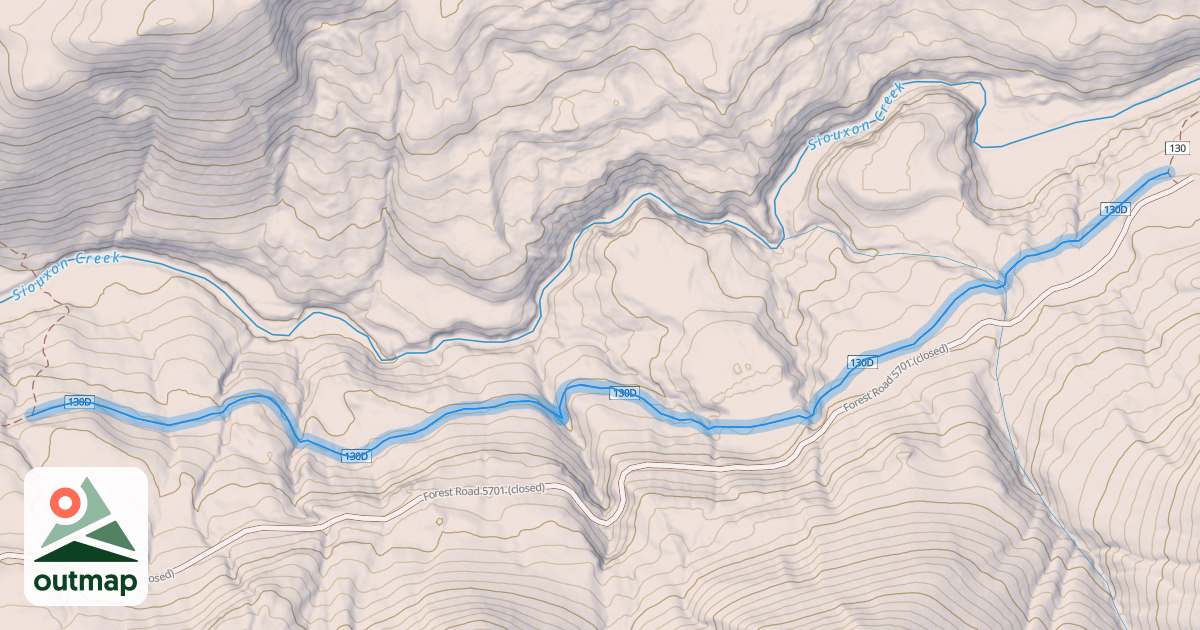 Map of Lower Siouxon Trail #130D