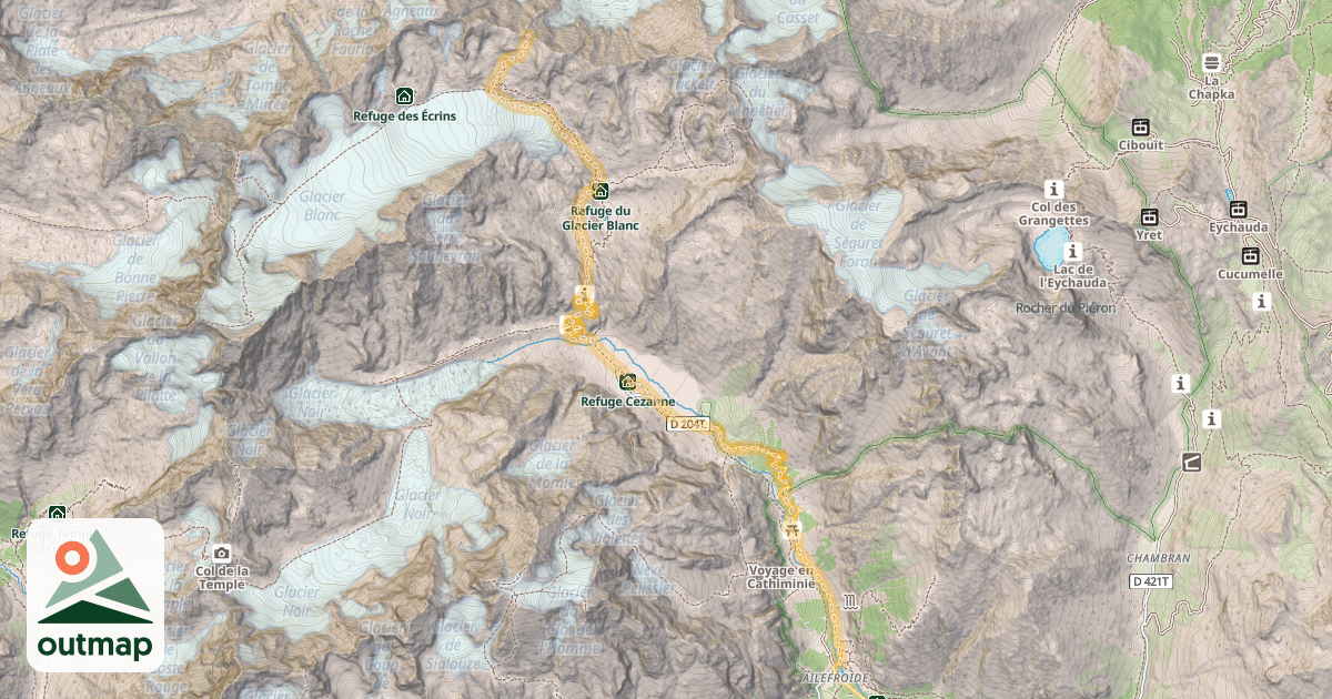 Map of Col du Glacier Blanc — Ailefroide