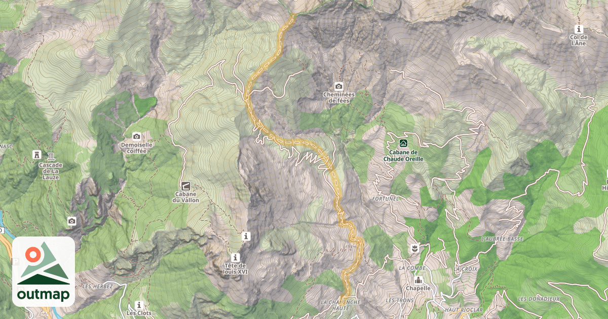 Map of Pas de la Claie — La Chanenche Haute