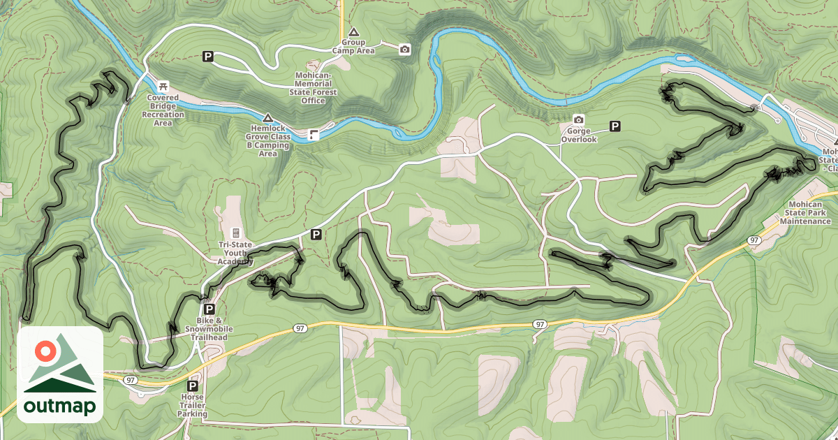 Map of Mohican Mountain Bike Trail