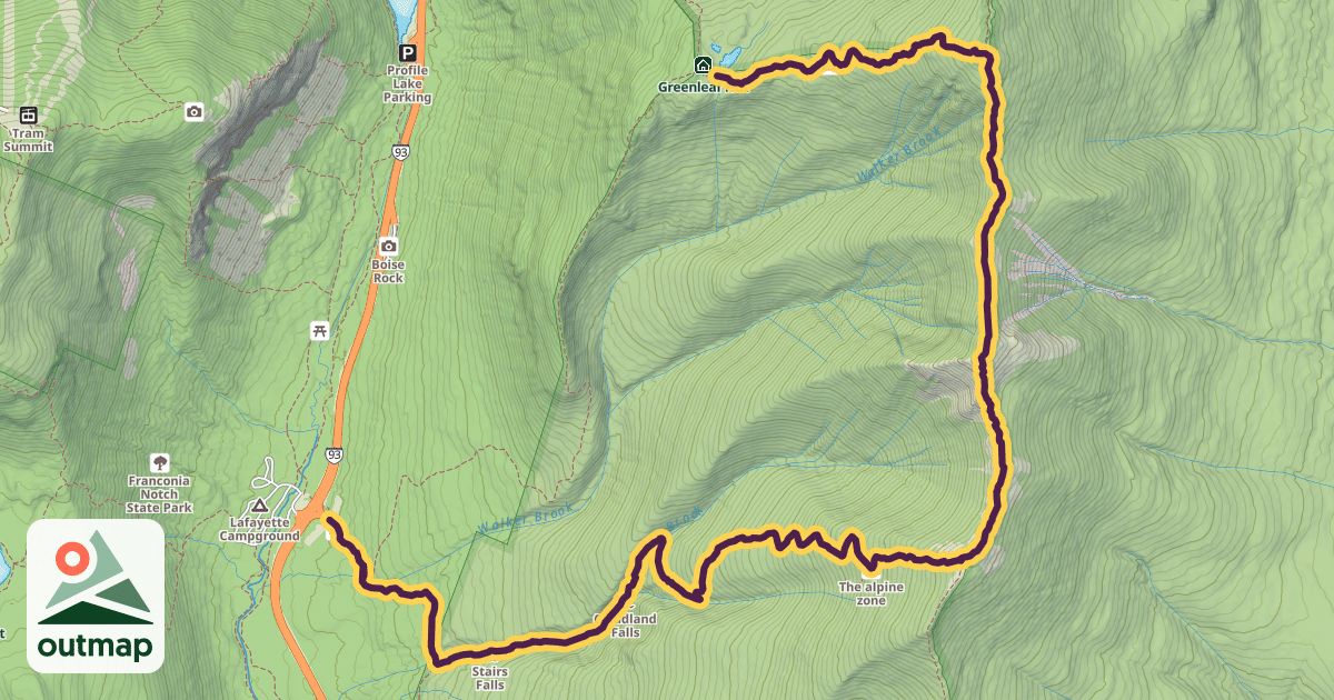 Map of Franconia Ridge Loop