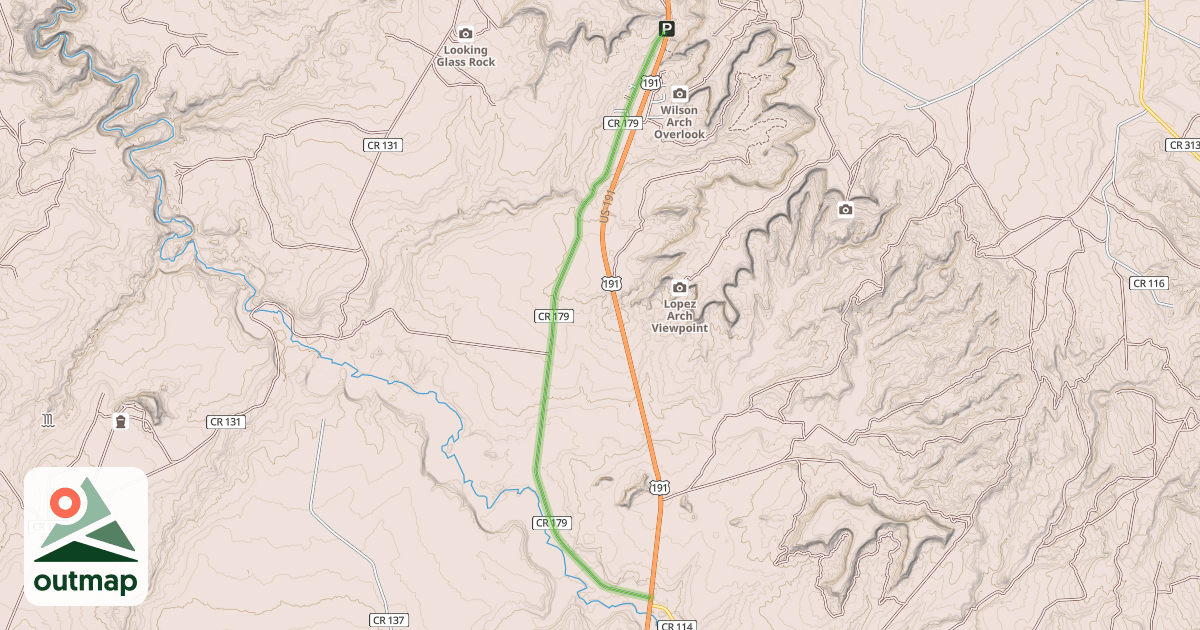 Map of Wilson Arch Road