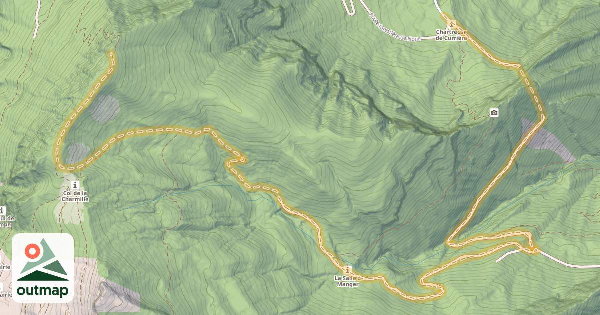 Map of Crête des Charmilles — Chartreuse de Curière